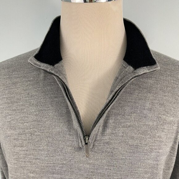 Untuckit Men's Merino Wool 1/4 Zip Sweater Gray Size Large - Picture 2 of 11